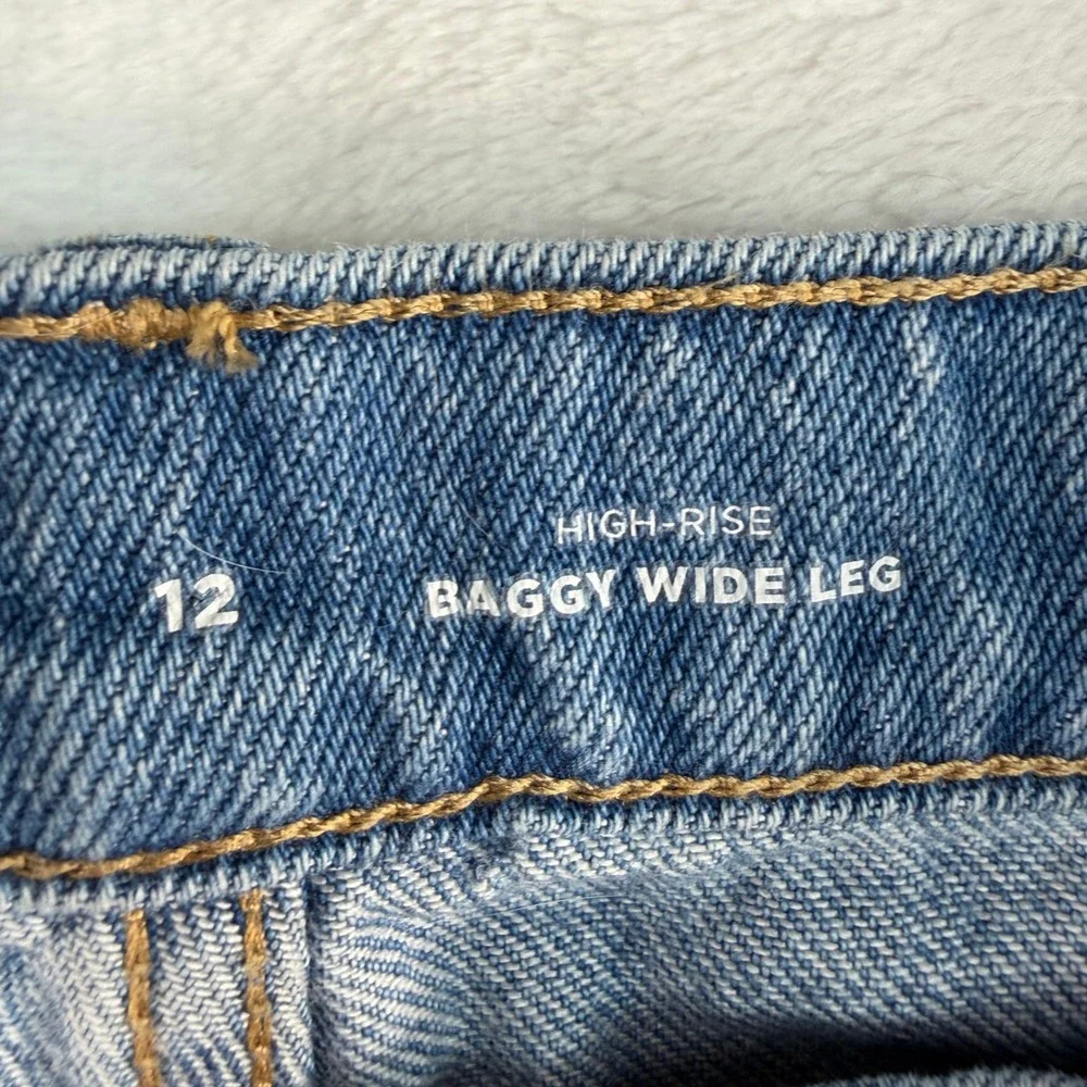 Old Navy 12 Jorts Jeans Baggy Wide Leg High Rise Drapey Denim Culotte Relaxed